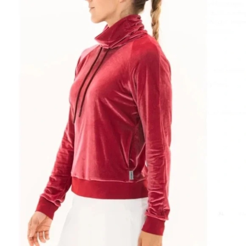 FORAY GOLF Velvet Funnel Neck in Rosewood - LPGA logo - Picture 4 of 13